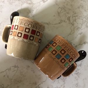 New set of 2 coffee mugs with spoons 12 oz